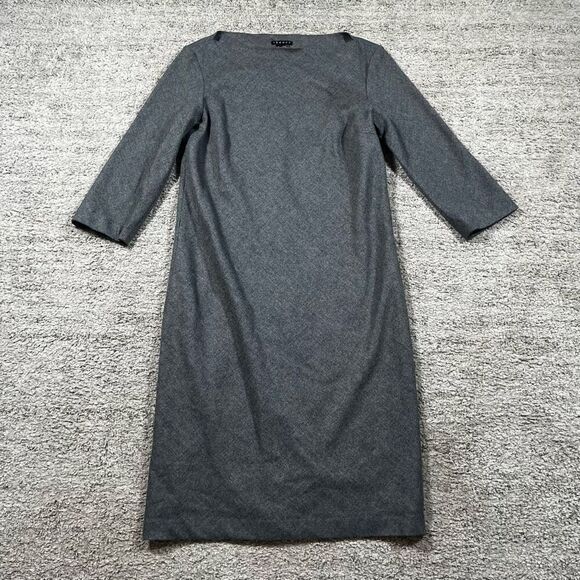 Theory Women’s Wool 3/4 Sleeve Grey Midi Dress - Picture 1 of 7